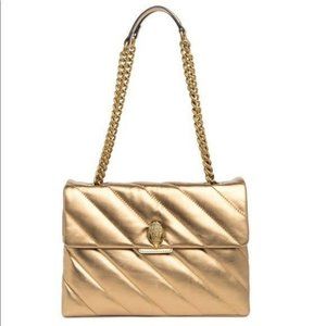Kurt Geiger London Large Kensington Gold Quilted Convertible Bag NWT Chain Soho